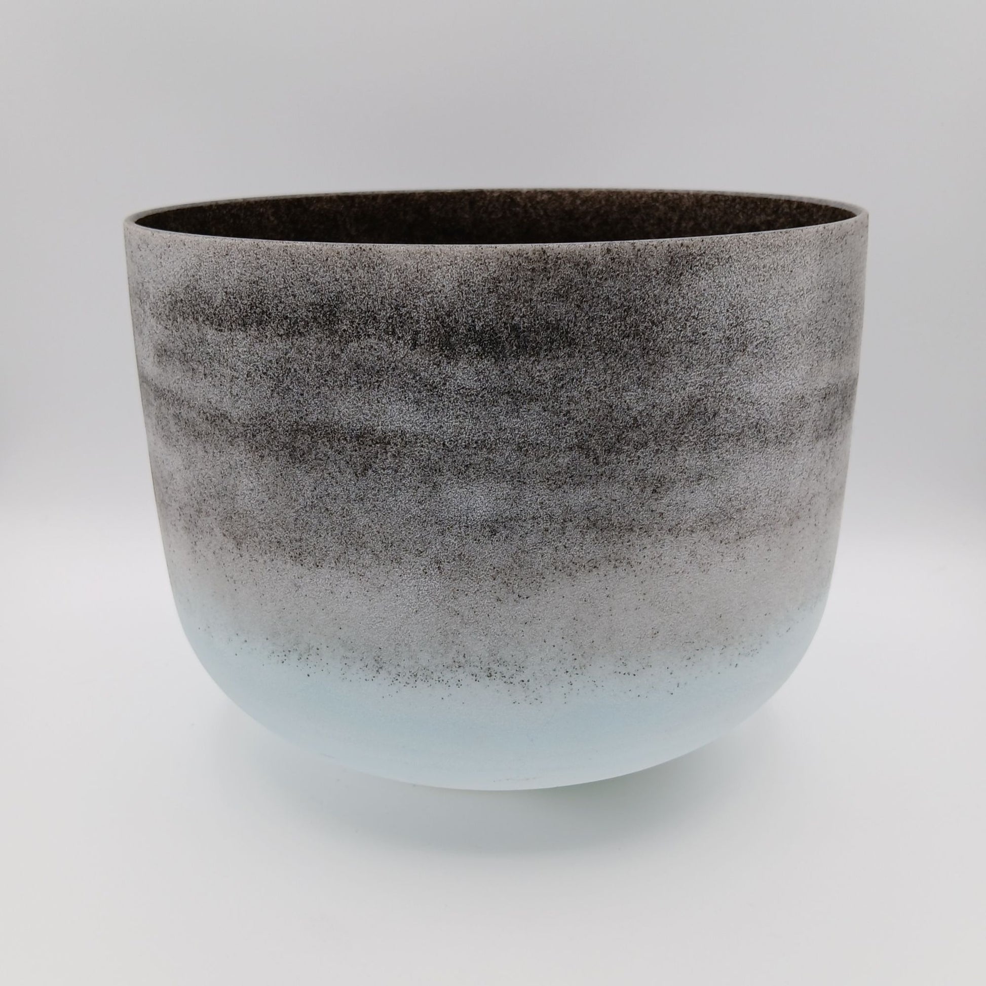 10" C Obsidian + Sapphire Alchemical Fusion Gemstone Quartz Crystal Singing Chakra Bowl designed by Dr. Paul Hubbert for Sound Healing