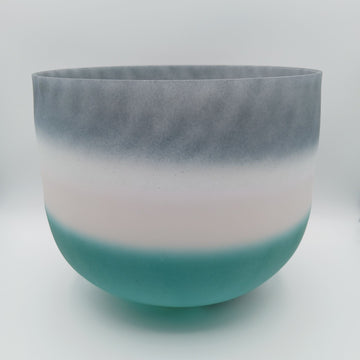 12" D Emerald + Morganite + Sapphire Alchemical Fusion Gemstone Quartz Crystal Singing Chakra Bowl designed by Dr. Paul Hubbert for Sound Healing