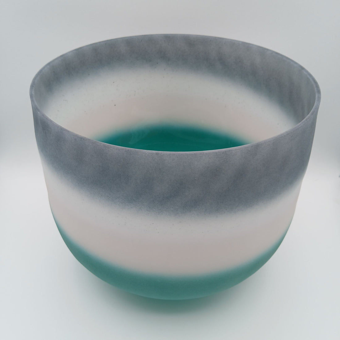 12" D Emerald + Morganite + Sapphire Alchemical Fusion Gemstone Quartz Crystal Singing Chakra Bowl designed by Dr. Paul Hubbert for Sound Healing