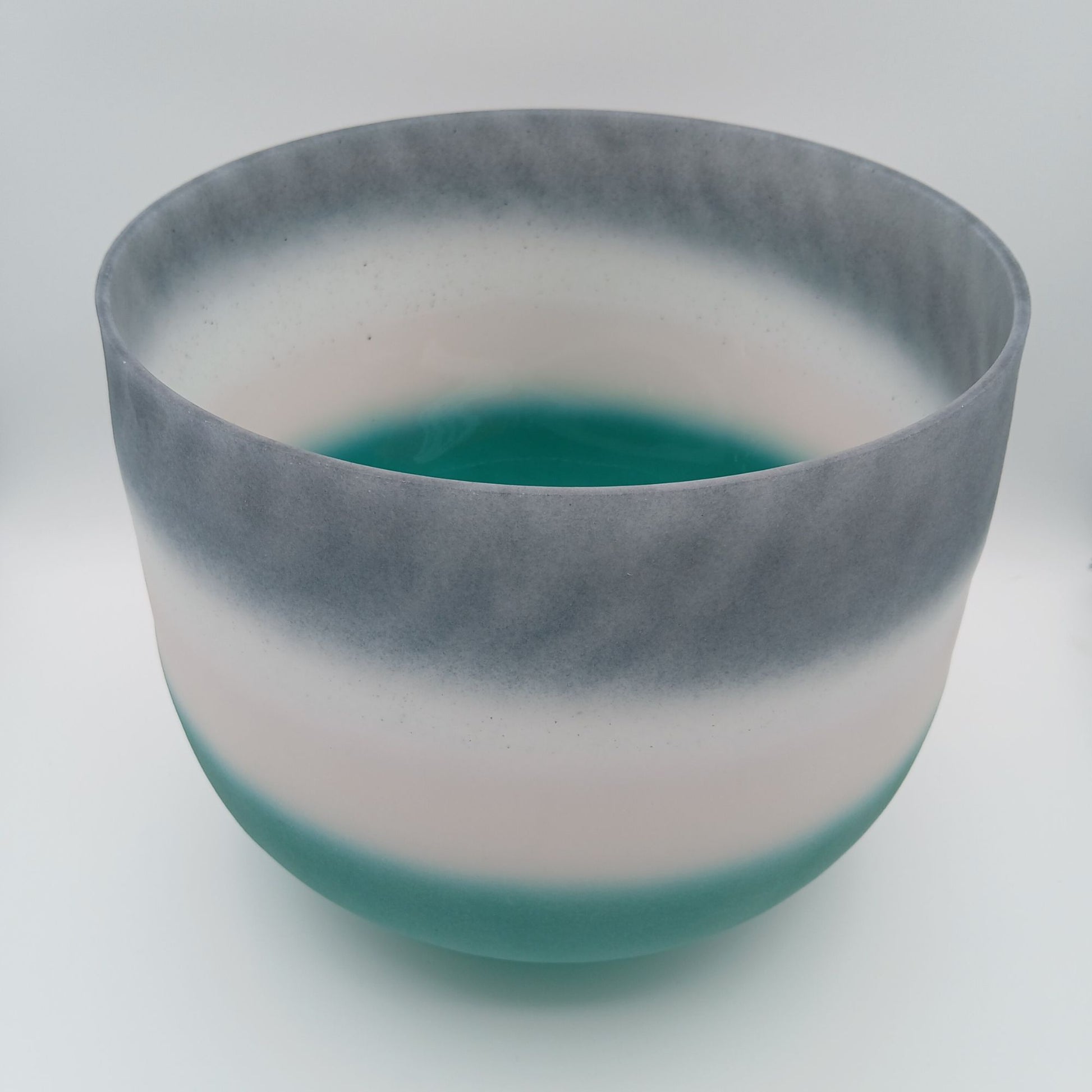 12" D Emerald + Morganite + Sapphire Alchemical Fusion Gemstone Quartz Crystal Singing Chakra Bowl designed by Dr. Paul Hubbert for Sound Healing