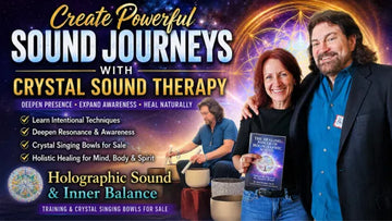 Crystal sound therapy session using crystal singing bowls to create a deep and immersive sound journey.