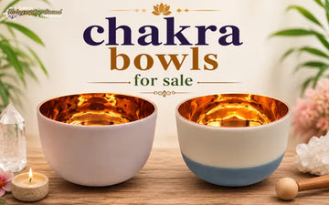 Rows of chakra bowls for sale displayed on a shelf for buyers to compare