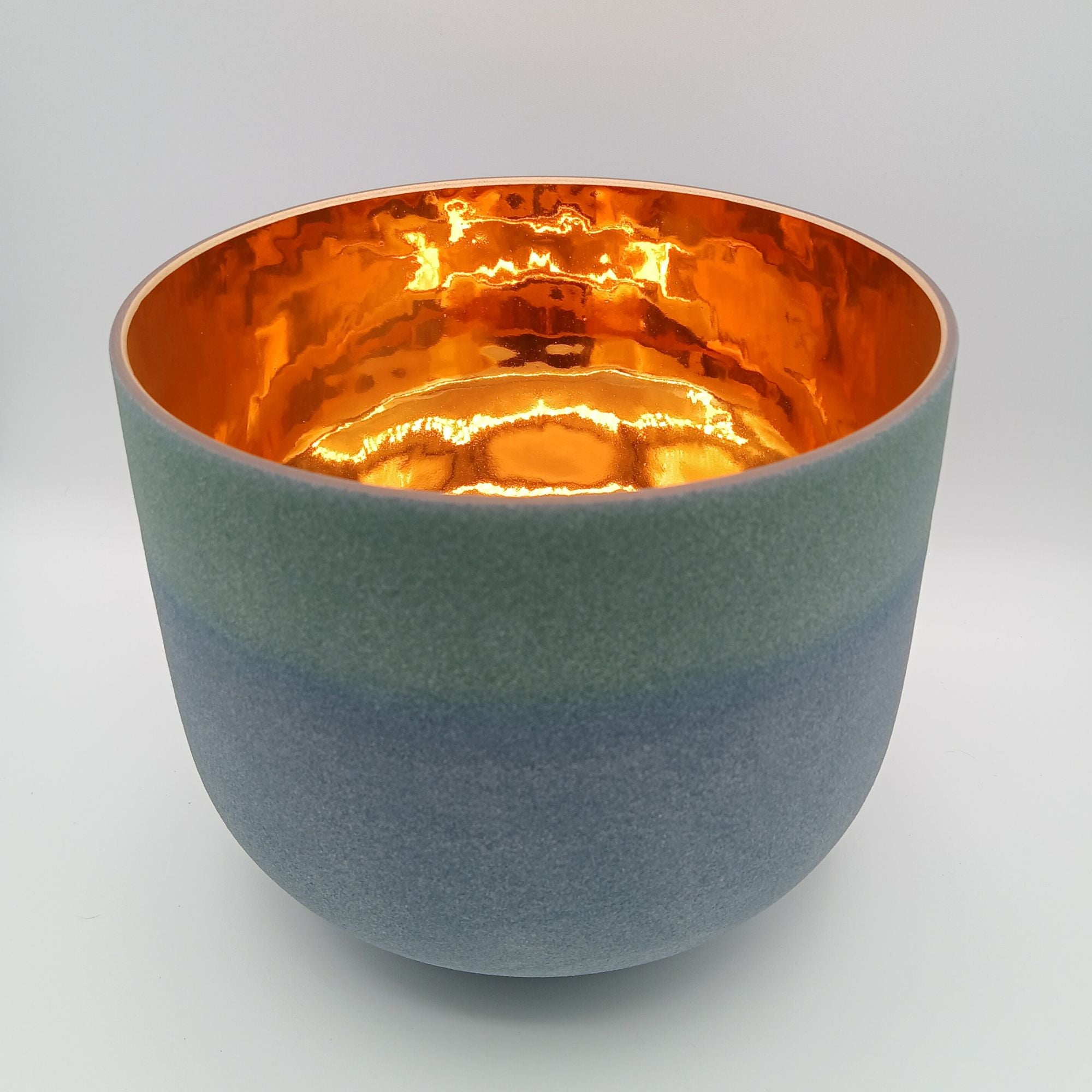 10" F Premium 24kt GOLD Emerald + Sapphire Alchemical Fusion Gemstone Quartz Crystal Singing Chakra Bowl designed by Dr. Paul Hubbert for Sound Healing