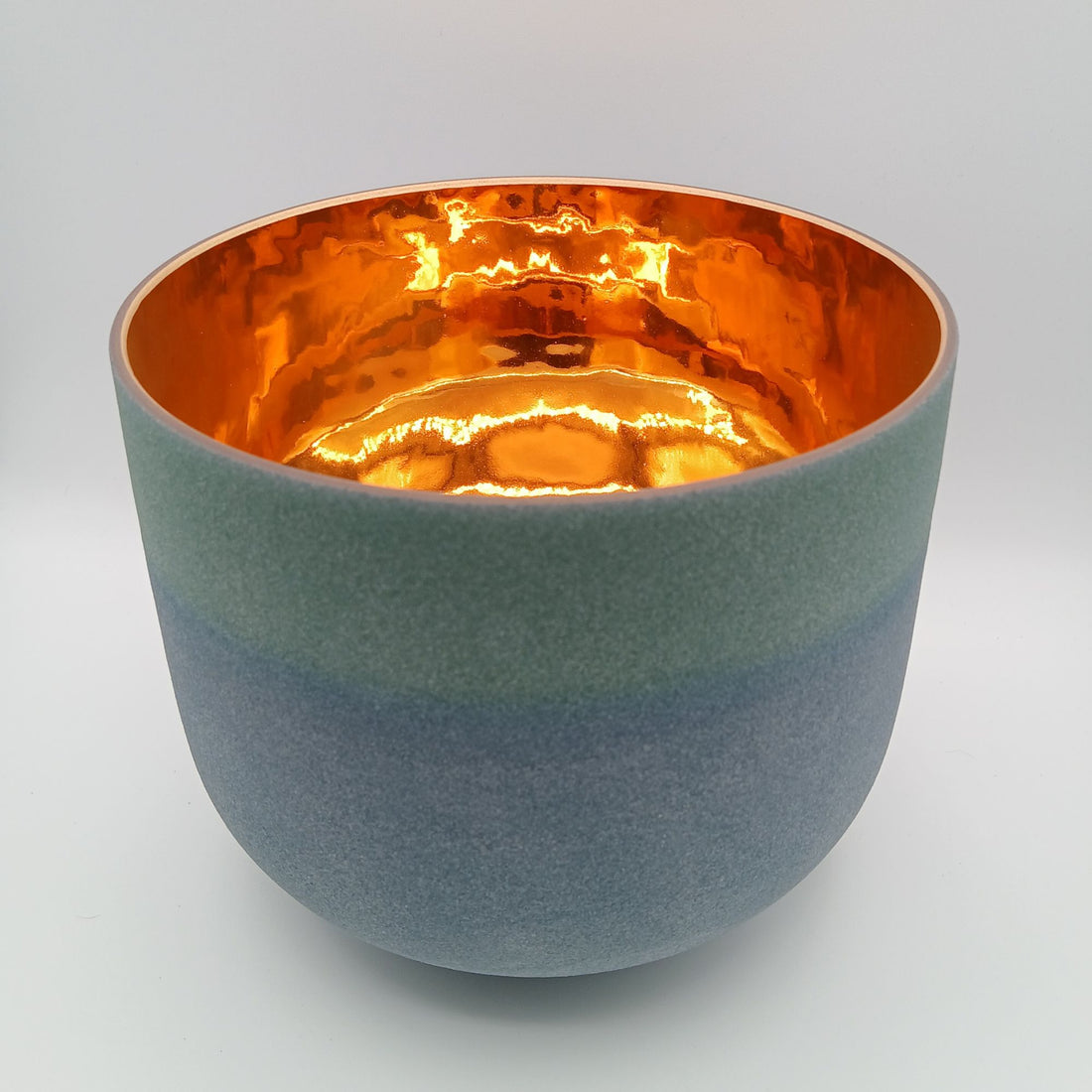 10" F Premium 24kt GOLD Emerald + Sapphire Alchemical Fusion Gemstone Quartz Crystal Singing Chakra Bowl designed by Dr. Paul Hubbert for Sound Healing