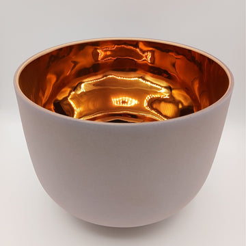 10" F Premium 24kt GOLD Morganite Alchemical Fusion Gemstone Quartz Crystal Singing Chakra Bowl designed by Dr. Paul Hubbert for Sound Healing