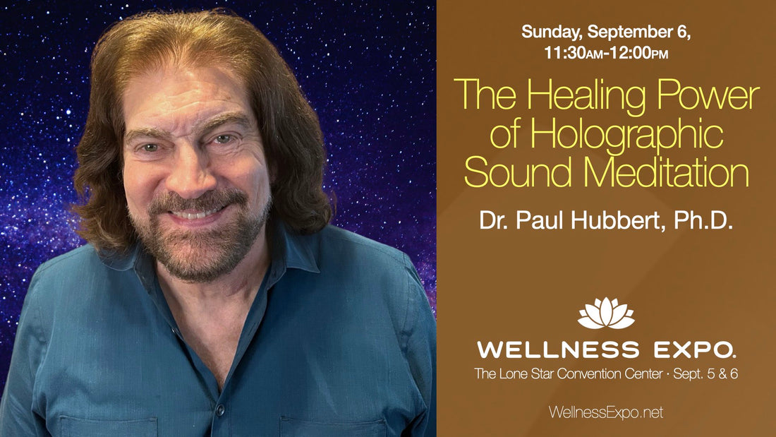Wellness Expo promotional flyer in Houston-Conroe, TX, featuring a showroom, ceramic planters, and lotus logo.