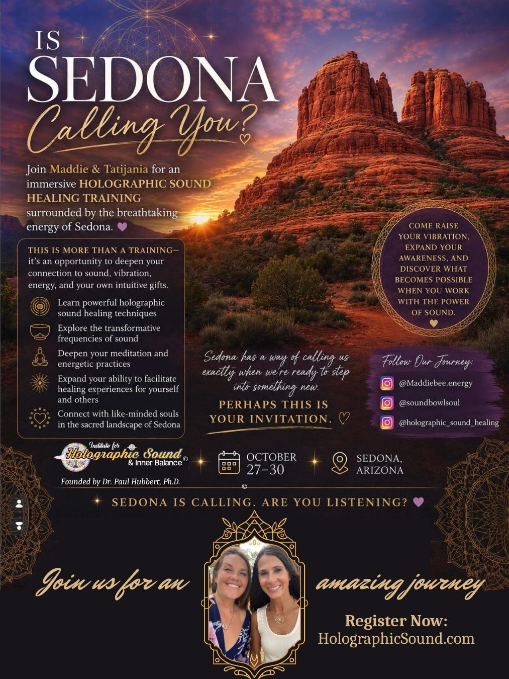 promotional flyer for Sedona Calling Healing Sound